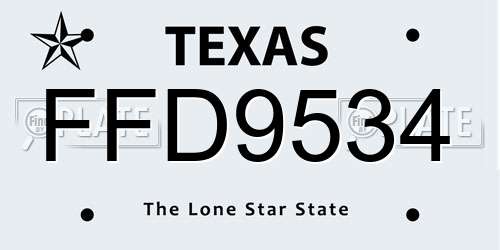 FFD9534 Texas License Plate