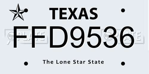 FFD9536 Texas License Plate