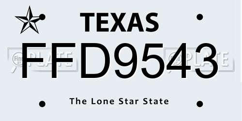 FFD9543 Texas License Plate