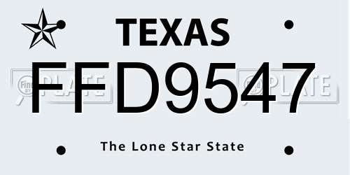 FFD9547 Texas License Plate