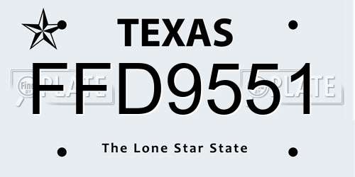 FFD9551 Texas License Plate