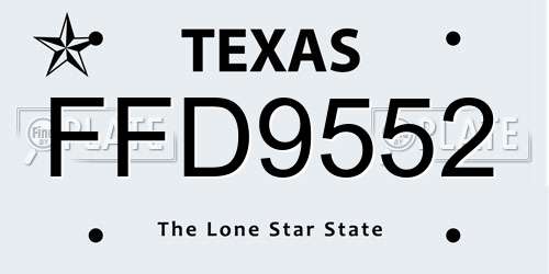 FFD9552 Texas License Plate