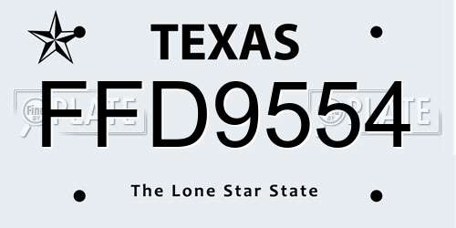 FFD9554 Texas License Plate