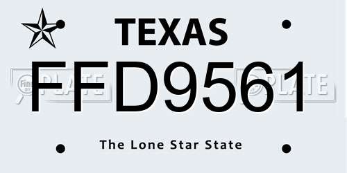 FFD9561 Texas License Plate