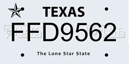 FFD9562 Texas License Plate