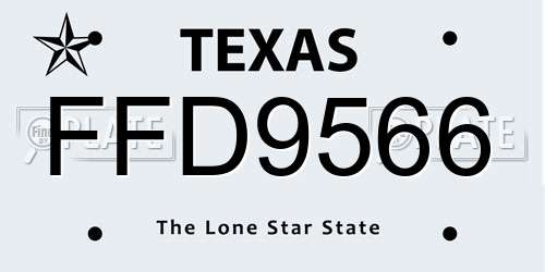 FFD9566 Texas License Plate
