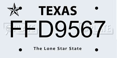 FFD9567 Texas License Plate