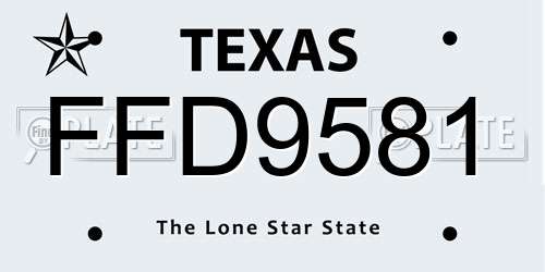 FFD9581 Texas License Plate