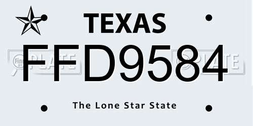 FFD9584 Texas License Plate