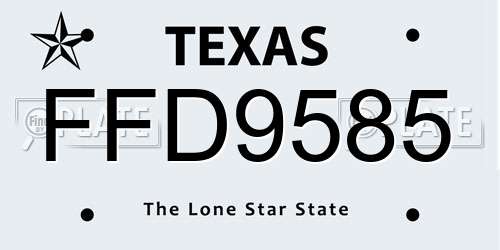 FFD9585 Texas License Plate