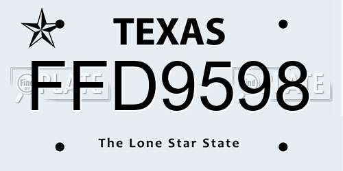 FFD9598 Texas License Plate
