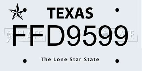FFD9599 Texas License Plate