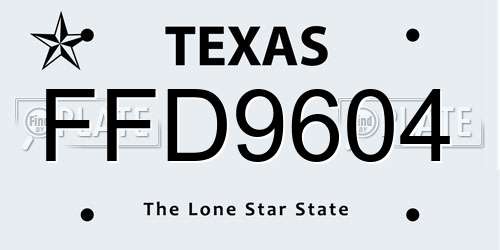 FFD9604 Texas License Plate