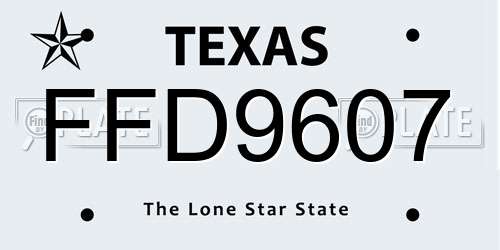 FFD9607 Texas License Plate