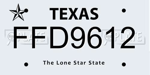 FFD9612 Texas License Plate