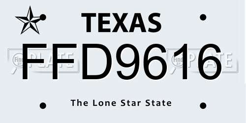 FFD9616 Texas License Plate