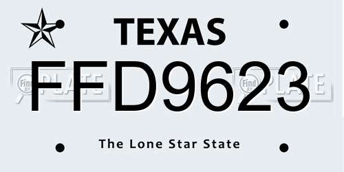 FFD9623 Texas License Plate