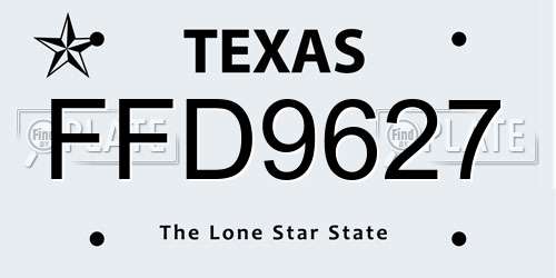 FFD9627 Texas License Plate