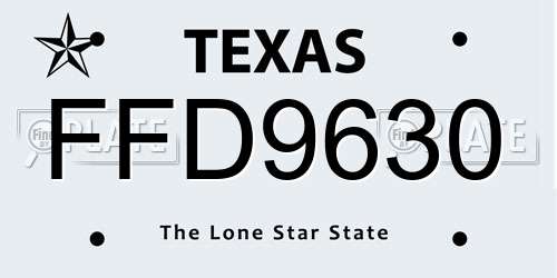 FFD9630 Texas License Plate