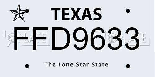 FFD9633 Texas License Plate