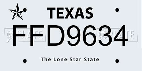 FFD9634 Texas License Plate