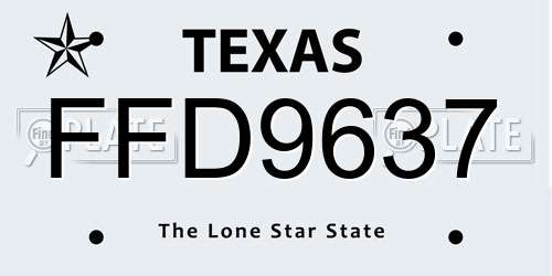 FFD9637 Texas License Plate