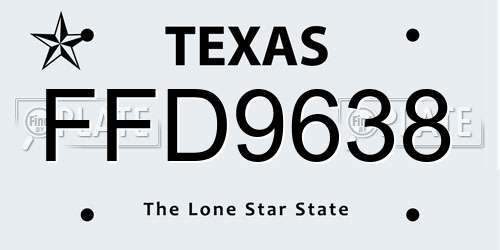 FFD9638 Texas License Plate