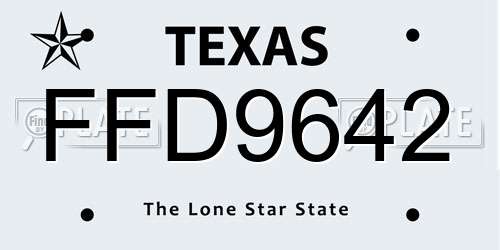 FFD9642 Texas License Plate