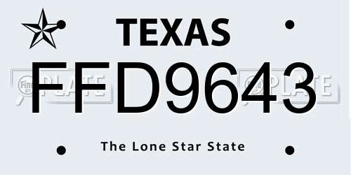 FFD9643 Texas License Plate