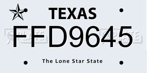 FFD9645 Texas License Plate