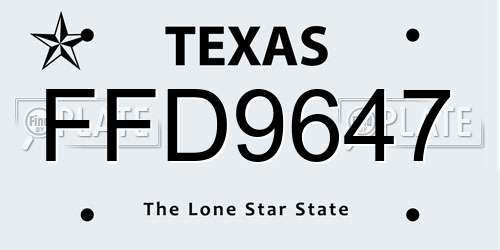 FFD9647 Texas License Plate