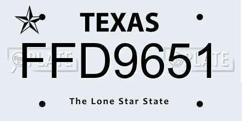 FFD9651 Texas License Plate