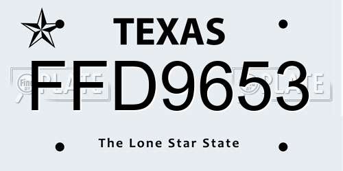 FFD9653 Texas License Plate