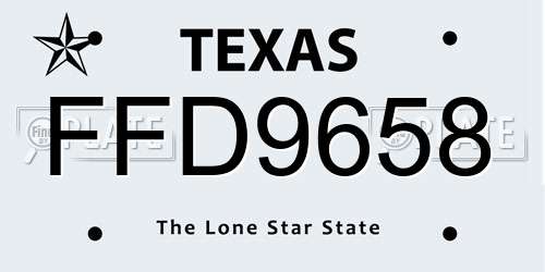 FFD9658 Texas License Plate