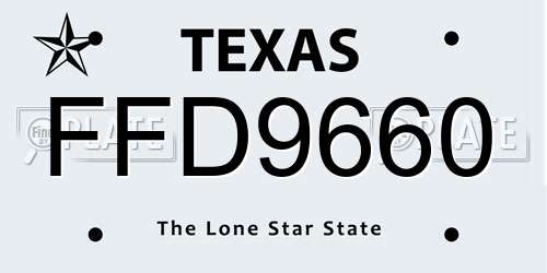 FFD9660 Texas License Plate