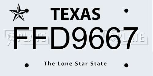 FFD9667 Texas License Plate