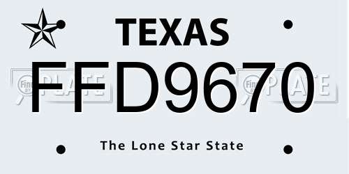 FFD9670 Texas License Plate
