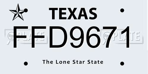 FFD9671 Texas License Plate
