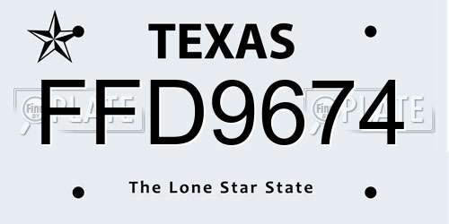 FFD9674 Texas License Plate