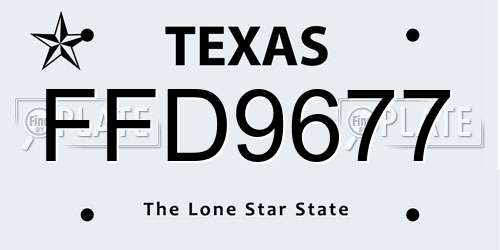 FFD9677 Texas License Plate