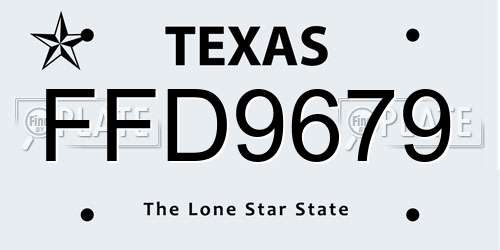 FFD9679 Texas License Plate