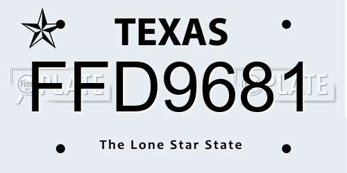 FFD9681 Texas License Plate