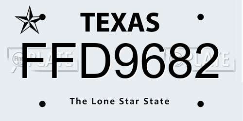 FFD9682 Texas License Plate