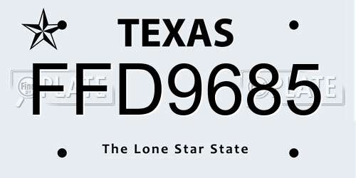 FFD9685 Texas License Plate
