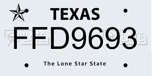 FFD9693 Texas License Plate