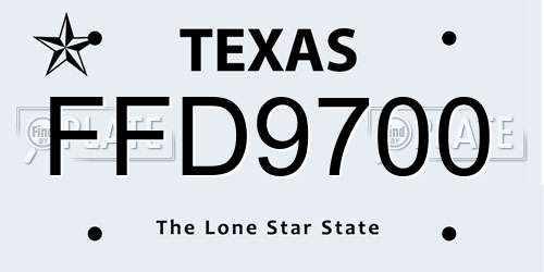 FFD9700 Texas License Plate