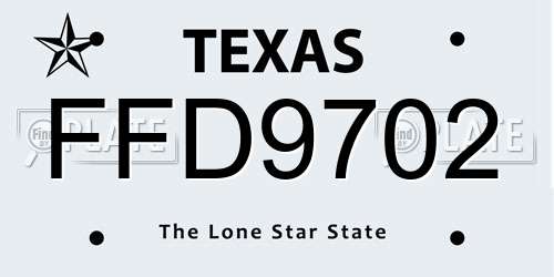 FFD9702 Texas License Plate