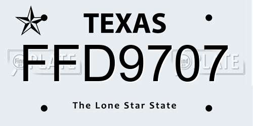 FFD9707 Texas License Plate
