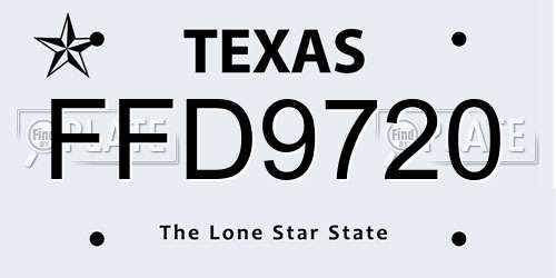 FFD9720 Texas License Plate