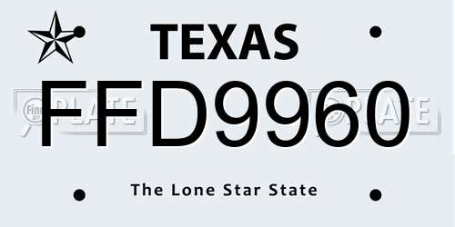 FFD9960 Texas License Plate